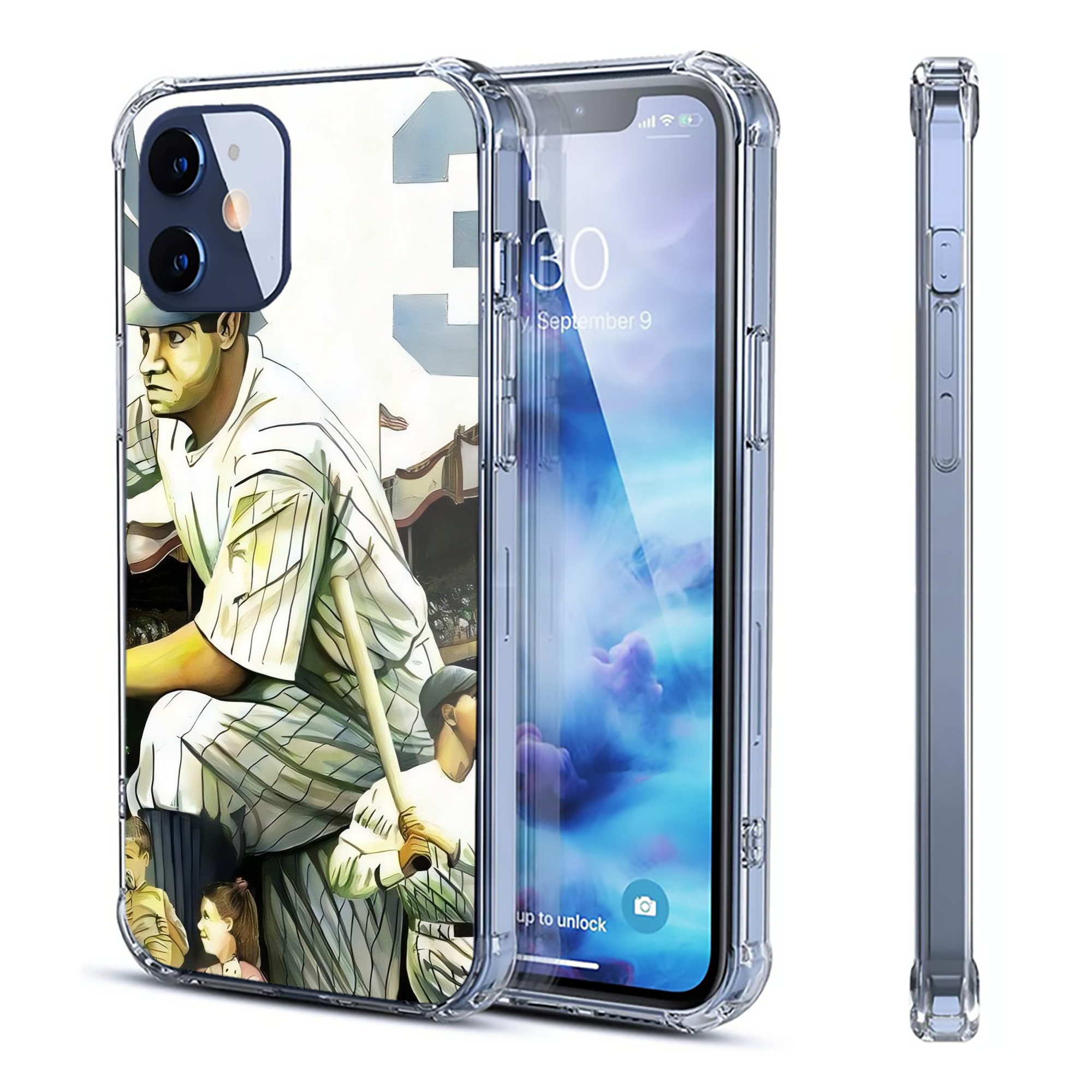 Babe Ruth 33 Clear IPhone 12 Case – Soft TPU With UV Print – Enhanced Drop Protection, Precise Fit, Anti-Fingerprint, Customizable Design, Scratch-Resistant, Yellow-Resistant